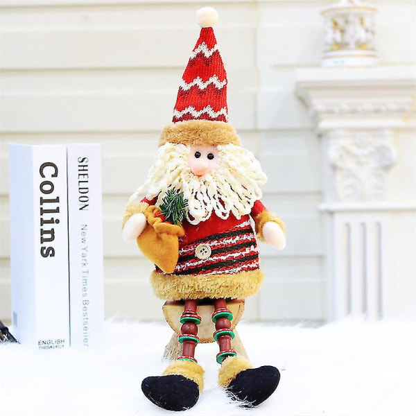 Christmas Sitter Santa Claus Snowman Ren Prydnad Långa Ben Bord Dekor
