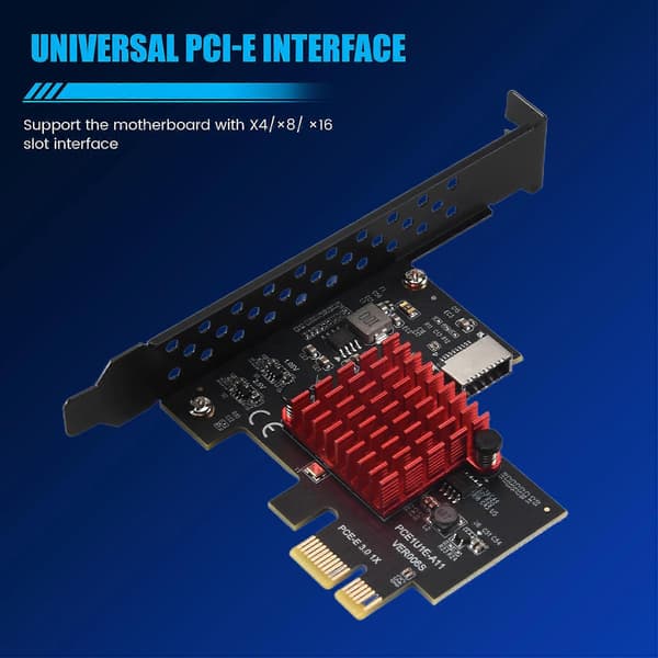 PCIE USB 3.1 GEN2 Typ-E expansionskort, 10 Gbps PCI Express 3.0 1X till 20-stifts frontpanel Typ C-kontakt