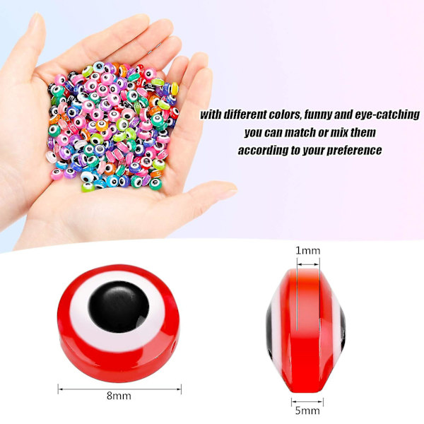 450 st Evil Eye Beads Present Handgjorda Resin Beads Charms Runda pärlor för gör-det-själv Armband Örhänge Halsband 8MM