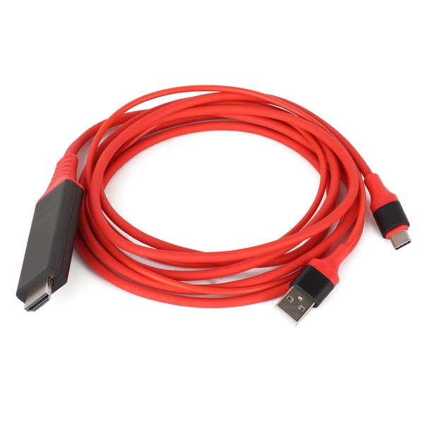 Type C til HDMI Adapter USB 3.1 Telefon TV Opladerkabel Rød