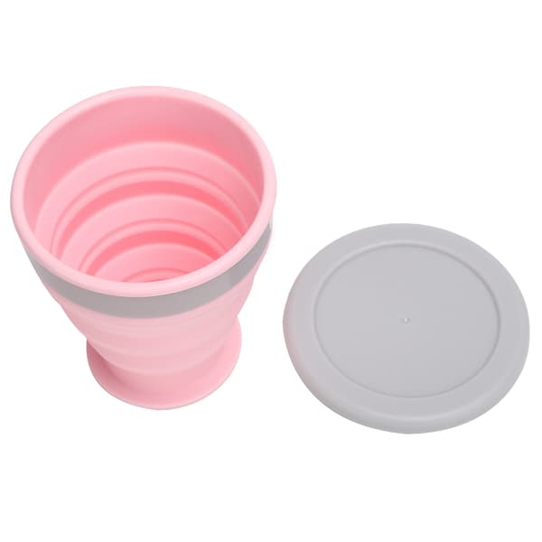 Vikbar Silikon Vattenflaska Infällbar Resemugg för Utomhussporter Rosa