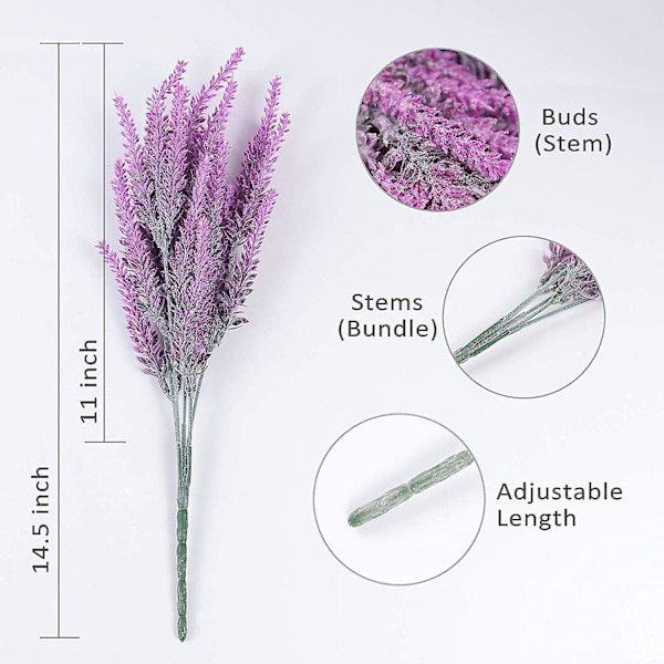 Konstgjorda växter utomhus, 8 buntar Konstgjorda blommor Lavendelbukett