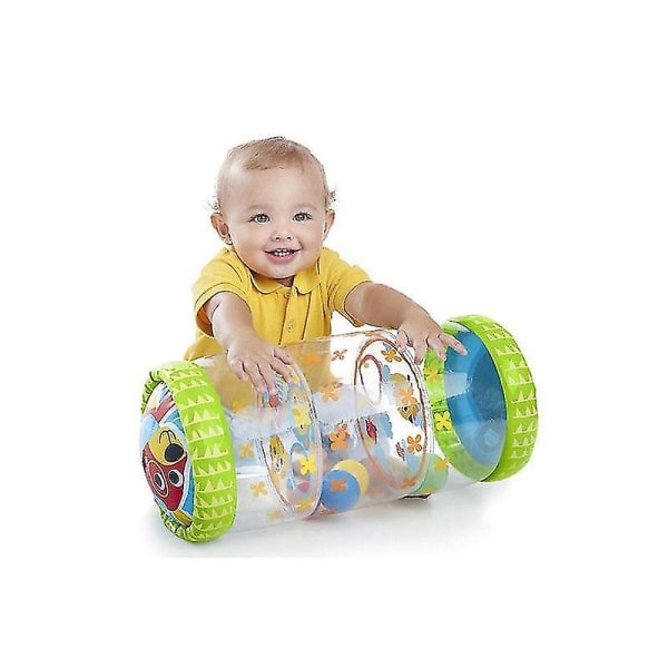 Uppblåsbar baby Krypande rullleksak med skallra och boll Pvc tidig pedagogisk spädbarnsleksak Nybörjare krypa längs spel