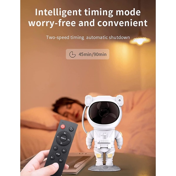 Astronaut Star Projector Night Light - Fjärrkontroll Galaxy Projector med vridbart huvud, 8 dynamiska Galaxy & Star Modes, Timer & Sleep Mode Night