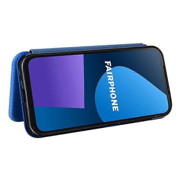 Kompatibelt etui til Fairphone 5 med kulfibertekstur og kortholder Blue