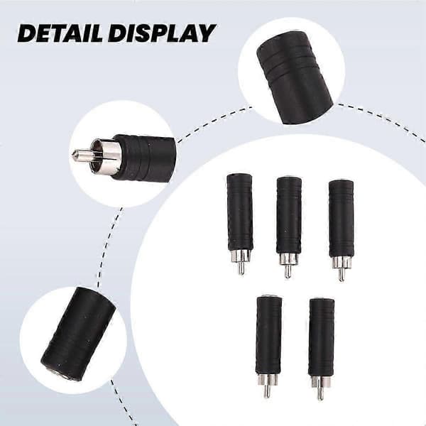 5x 6,35 mm 1/4 tommers mono hunnplugg til RCA hannplugg lydadapterkabelkonverterer