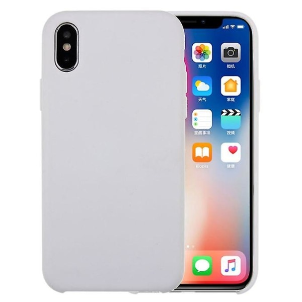 For Iphone X Pure Color Flytende Silikon + Pc Dropproof Protective Back Cover Case (hvit)