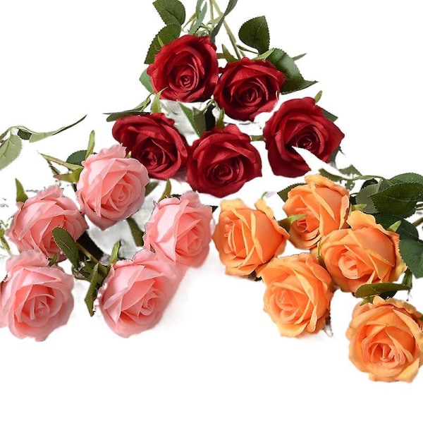 Simulering Rose Enkel gren Valentinsdag Hjem Bryllupsdekorasjon Simulering Blomst Falsk Blomst Kunstig Rose Silke Blomst champagne champagne