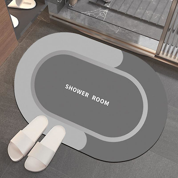 Kiselgur Absorberande fotmattor Halkfri mattfilt Half round light grey 50*80cm