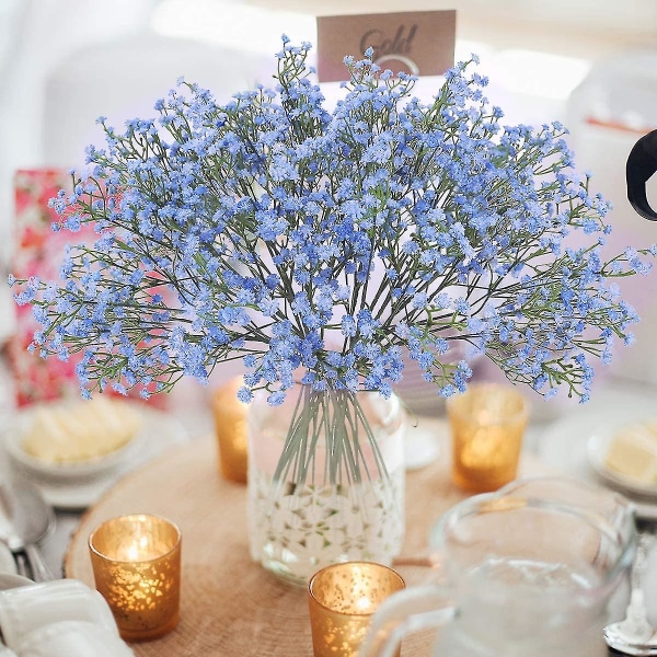 Keinotekoiset Gypsophila-kimput 12 kpl Fake Real Touch -kukkia itse tehtyihin hääkoristeisiin Blue