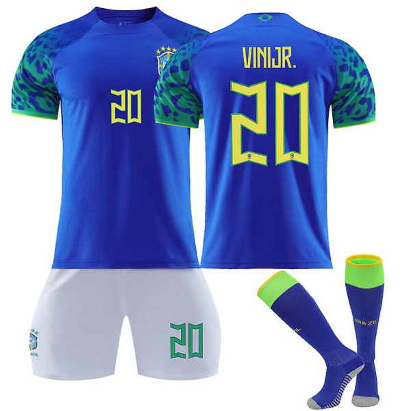 Det nye sæt Brasilien fodboldtrøje Tshirt nr. 20 Vinicius Junior 18 (100-110cm)