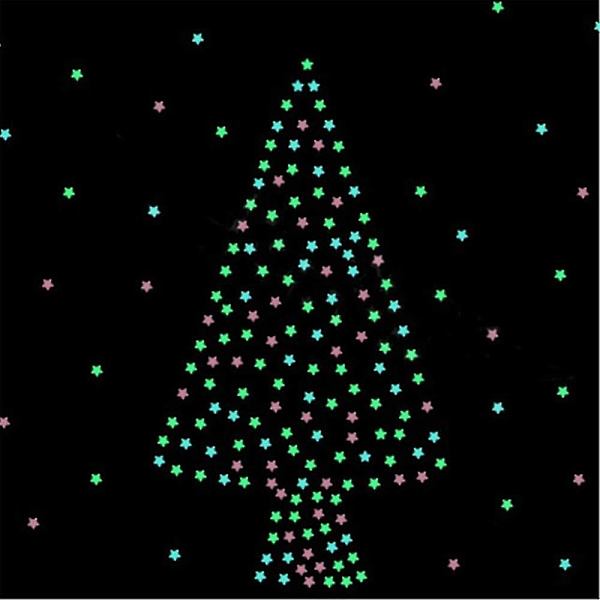 100 stk 3d Stars Glow In Dark Luminous Wall
