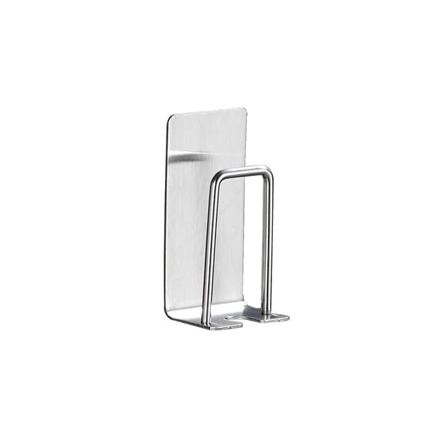 【BQ】Wall-mounted toothbrush holder with self-adhesive mount - Brushed stainless steel (2-pack)