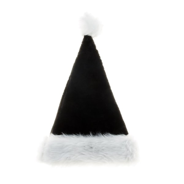 Musta pitkä pehmoinen jouluhattu aikuisille joulupukulle Joulupukin hattu pompolla