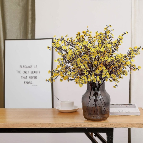 Gypsophila Artificial Blooms Blomster Bush Kunstig Silke Silica, blå yellow