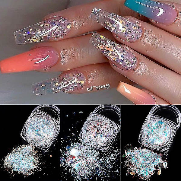 Manicure Ice Platinum Powder Irregular Fairy Aurora Ice Platinum Powder Goblin Pupil Boxed Nail Sequins shape -2