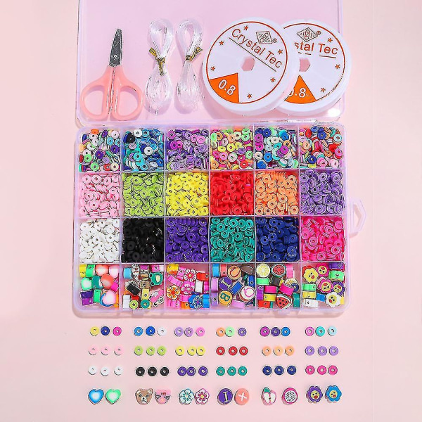 24 Grid Soft Clay Bløde keramiske perler Diy Sæt Box Håndlavet Diy Beaded Sæt