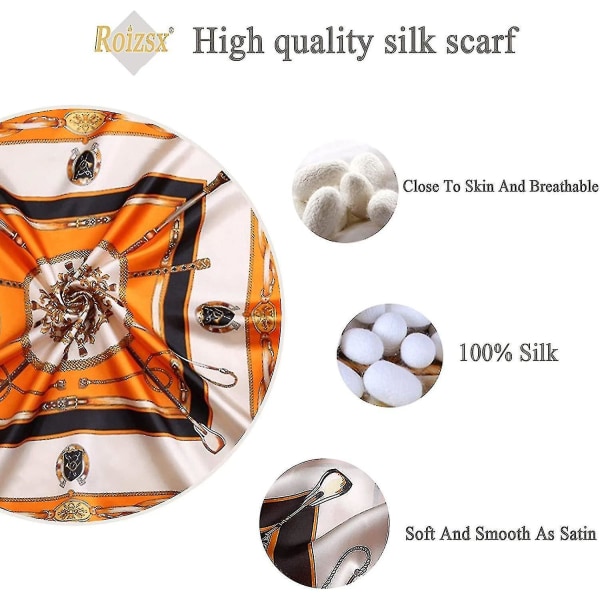 Fashion Hair Scarf For Women Lightweight Silk Feeling Head Scarves Square Bandanas 27.5 Inches