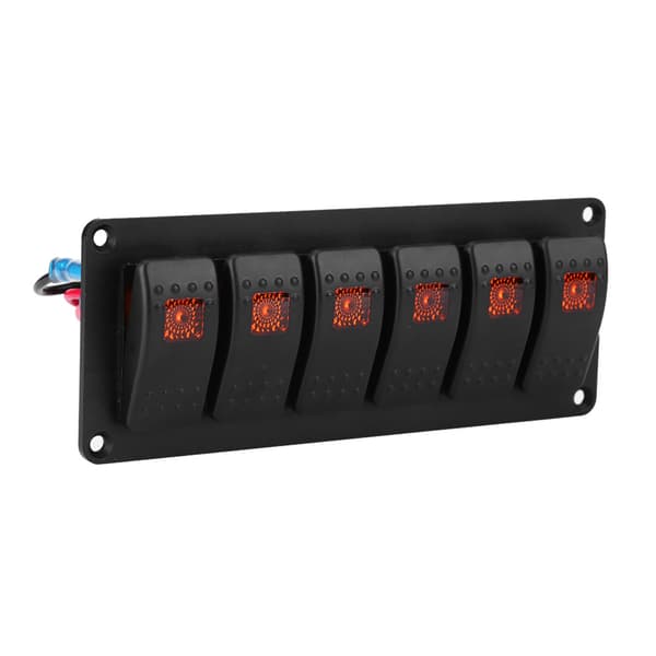 6 Gangs vippebryderpanel til bil RV Båd Yacht Marine - Orange LED