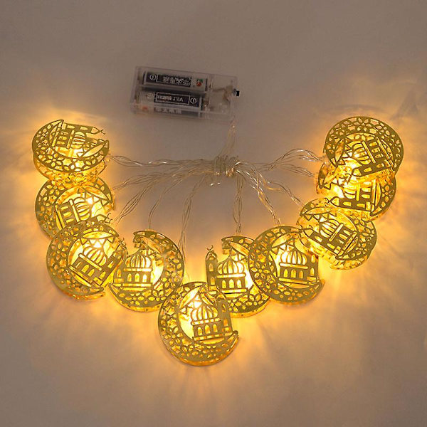 Ramadan Dekoration Moon Star Led Lantern String Lights Eid Mubarak Ramadan Kareem Dekor för hemmet Al-fitr Eid festtillbehör 12