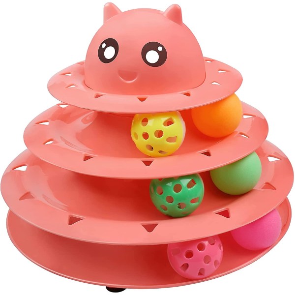 Cat Toy Roller 3-nivå skivspelare red 10*10*7.5 inches