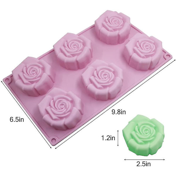 6- molds av silikonblommor, 3-pack fondantform för dekoration av is