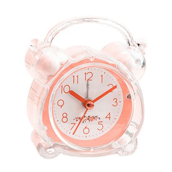 【BQ】Barnväckarklocka Tyst Design Tecknad Design Enkel Inställning Stark ABS Dubbel Klocka för Sovrum Bord Rosa