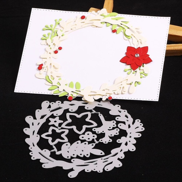Xmas Flower Garland Cutting Die Diy Scrapbook Paper Cards Making Craft Decor
