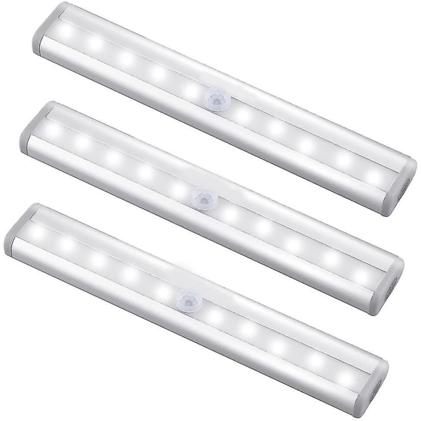 Rörelsesensor Light Bar, (10 LED, 3 Pack) Garderob trådlös lampa