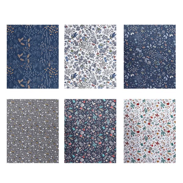 50x40cm 6 Stykker Unik Blomstret Bomull Trykt Stoff DIY Håndverksmateriale