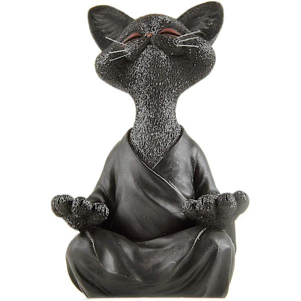 Nyckfull Buddha Cat Figurine, Meditation Yoga Collectible, Cat Lover Gifts Orange and Black