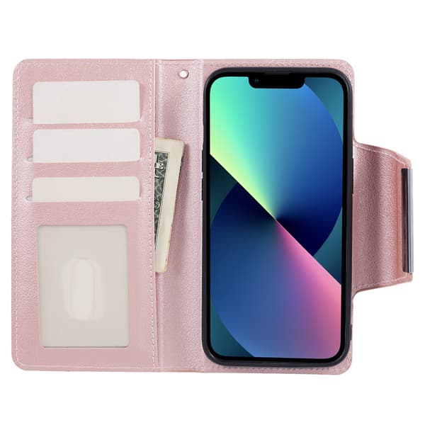 iPhone 13 - 2i1 Læder Magnetcover / Etui - Rose Gold 85