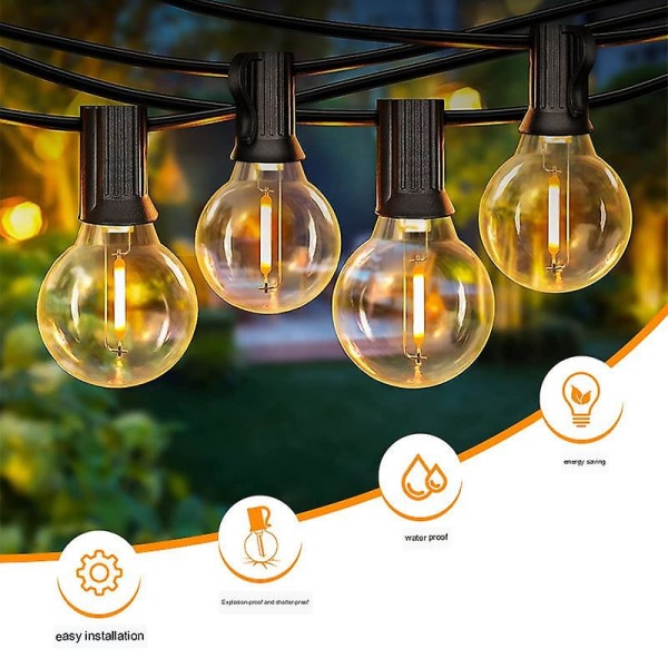 G40 E12 lämmin valkoinen valoketju 7,62M 25 lamps European regulations