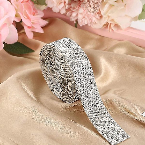 Självhäftande Rhinestone Strips Diamond Bling Crystal Ribbon, silver