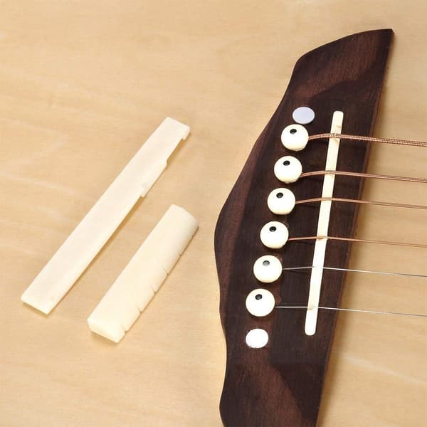 【BQ】Akustisk gitarrsadel och översadel, rent ben, elfenbensfärgad, för 6-strängad gitarr