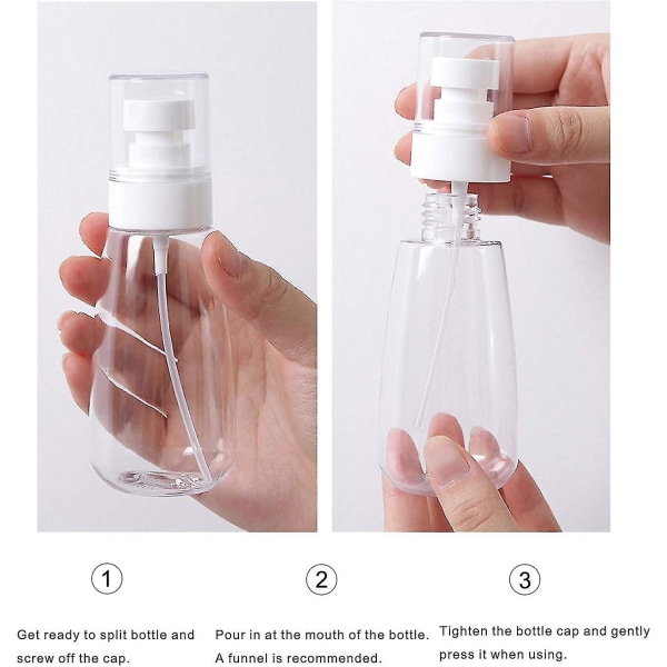 3-pak sprayflasker rejsepakke 60 ml genopfyldelige og genanvendelige plastikflasker