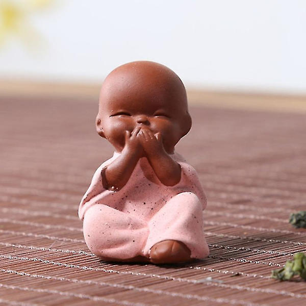Keramiska prydnader Munk Liten Buddha Staty Lila Lera Keramik Hantverk Dekorativ Did Not Say