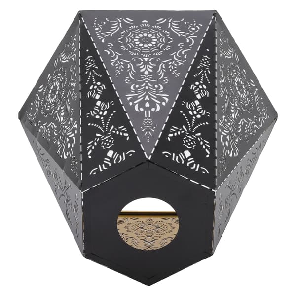 Modern Skandinavisk Stil Hexagonal Snidad Smidesjärn E27 E26 Lampskärm för Sovrum Sängdekoration
