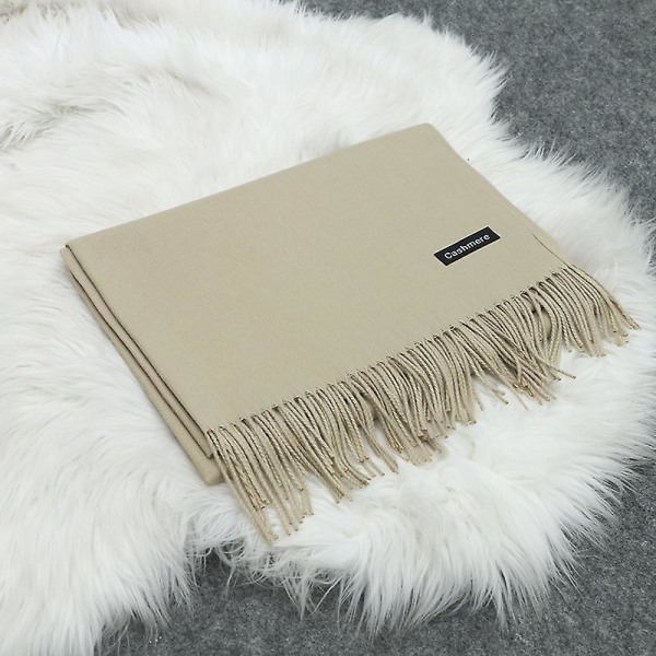 Kvinners Varmt Langt Sjal Vinter Varmt Stort skjerf White Khaki