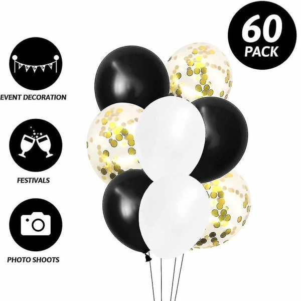 Festballonger Premium Latex ljusa ballonger Black gold