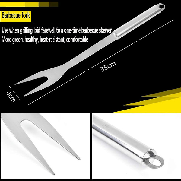 3 delar set rostfritt stål grillverktyg, spatel, tång, gaffel, professionell set