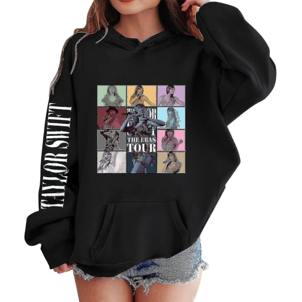 Luvtröjor för flickor 1989 Casual Taylor-tröja Barn Pojkar Swifts Pullover Konsertdräkt med huva för 4-14 år 04 black 12 to 13 Years