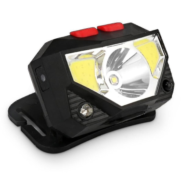 Hhcx-waterproof Cob Night Running Headlamp Waved Induction Headlight With Red Warning Light