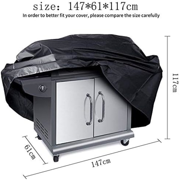 Gasgrillovertræk, rektangulært udendørs grillovertræk 145 x 61 x 117 CM, 210D