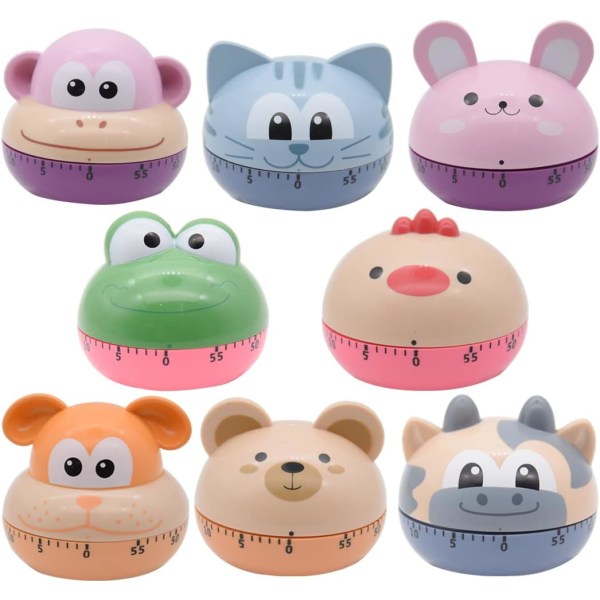 ny stil Kitchen Food Cooking Mechanical Timer, Learning Time Manager, Manual Timer, Cartoon Animal Shape（Cat）