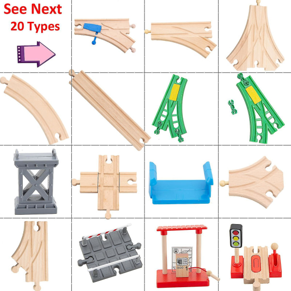 Hhcx-tbkjoys Træbanebane Jernbanetilbehør Alle former for træspor Variety Komponent Pædagogisk legetøj Two Way B