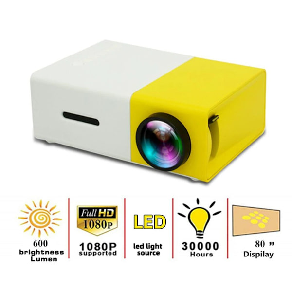 YG300 LED miniprojektor stöder 1080P Black
