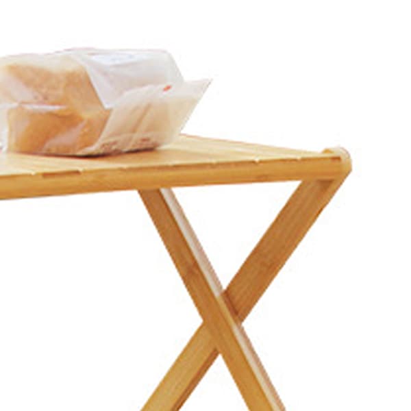 Vikbar Bambu Portabel Trähylla Utomhus Picknick 3 Lager Hög Kapacitet