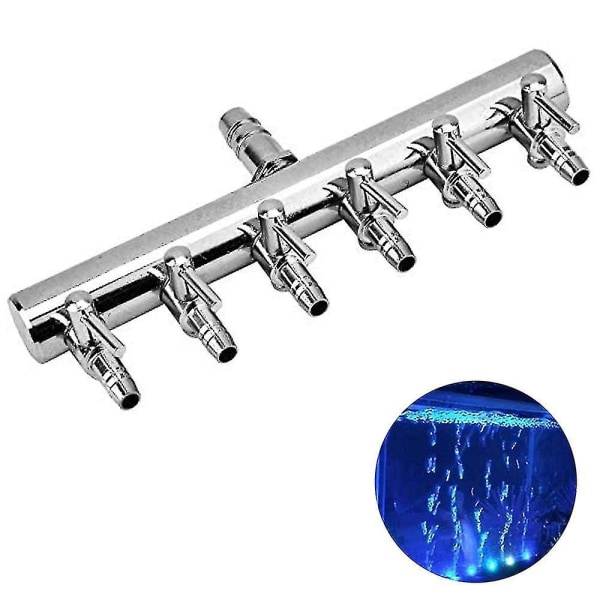Akvariumluftventil Inline-manifold luftstrømspumpeslange Splitterspakkontrollventil (6 hoder)