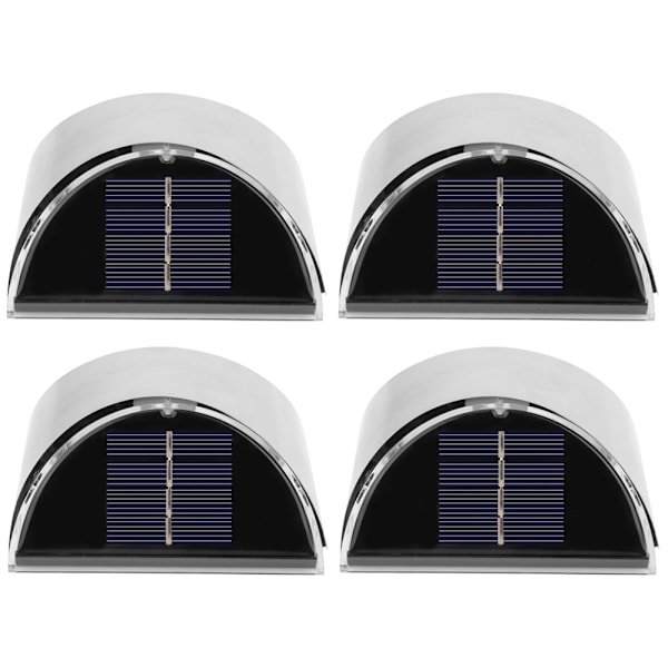 4 sæt væglampe i rustfrit stål med solcelle-LED og lysstyring til havebelysning